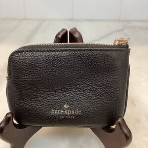 Kate Spade Wallet Leather Black Textured Pebbled Change Purse Pouch